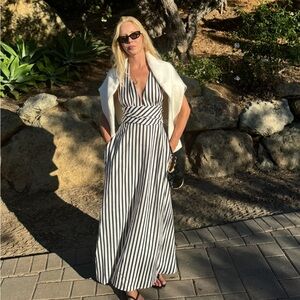 Black and White Striped Maxi Dress